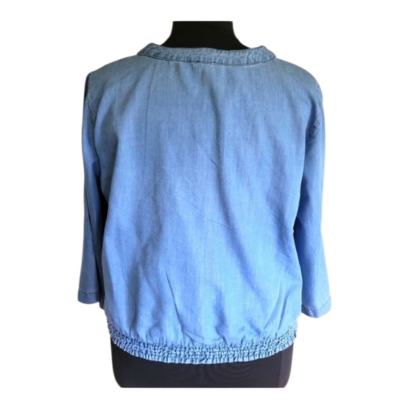 Cato Women's Blue Denim Faux Wrap Blouse Top Size 22W 24W - Picture 4 of 6